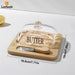 Bamboo Butter Dish with Glass Lid & Cutter — Reusable Butter Storage Case