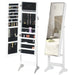 Lockable Full-Length Jewellery Cabinet Mirror – Freestanding Armoire, White