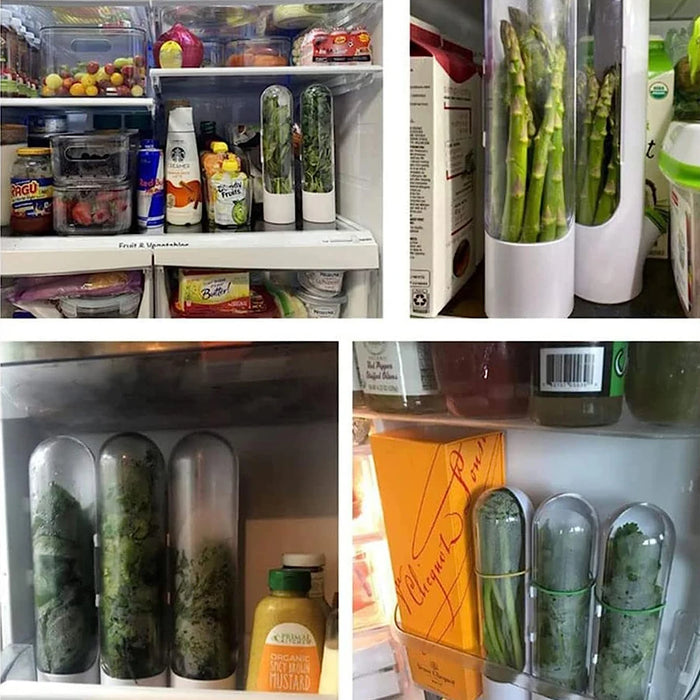 Herb Saver Storage Container Fresh Herb Keeper Vanilla Vegetables Fresh Preservation Bottle for Refrigerator Kitchen Gadgets