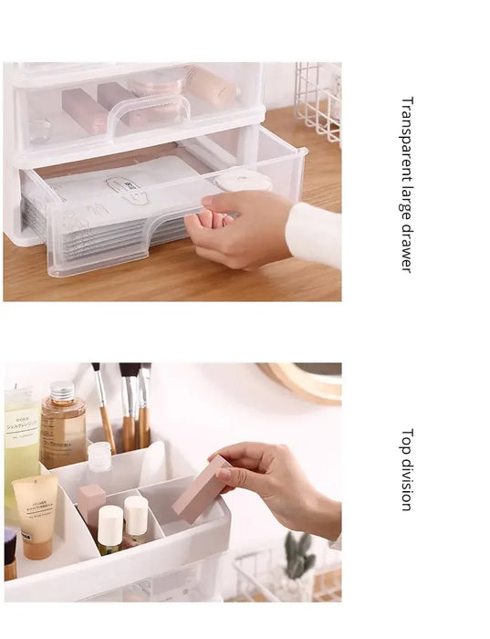 Transparent Cosmetic & Jewellery Organiser — 3 Drawer, 4-Layer Plastic Storage