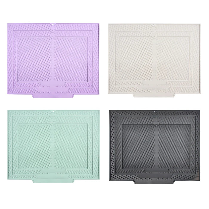 Silicone Drying Mat & Anti-Scald Coaster — Non-Slip Rectangle Dish Drainer