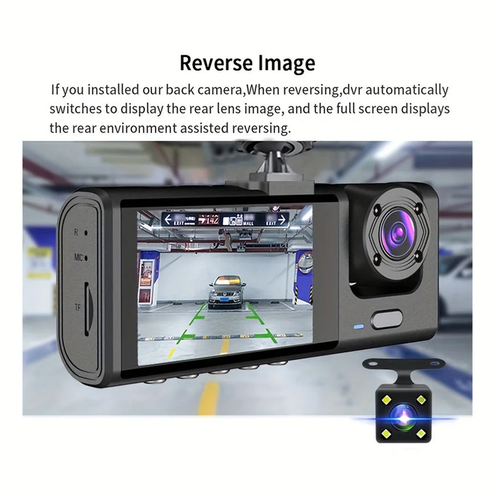 Dash Cam 1080p Full HD with IR Night Vision, 2-inch IPS Screen — 2- or 3-Camera DVR