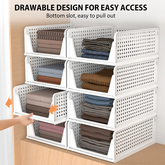 Wardrobe Storage Organiser — 4-Pack Stackable Slide Drawers