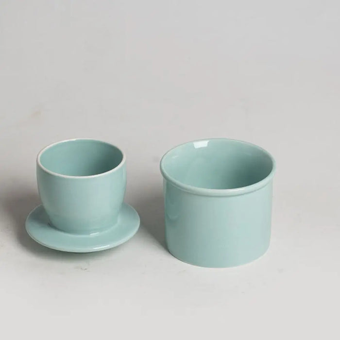 Ceramic Butter Cup with Lid — 350ml Sealed Butter Storage, Blue/Pink/White/Grey