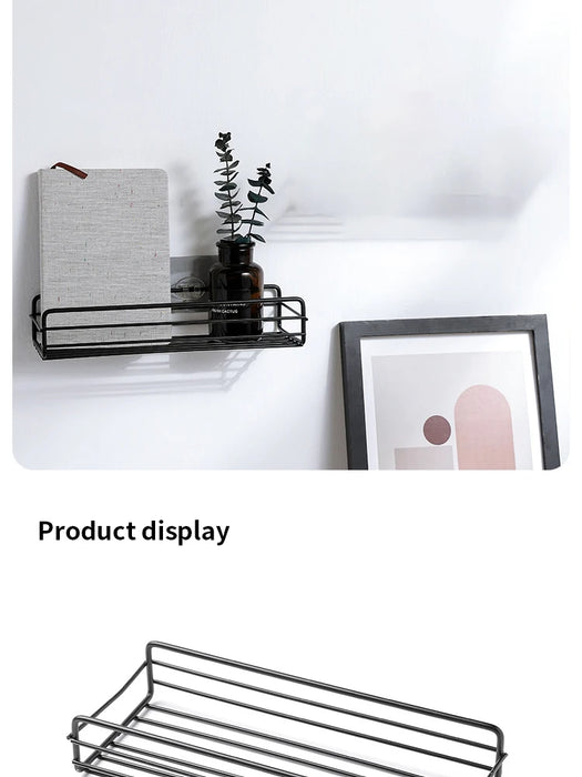 Corner Punch-Free Storage Rack — Single-Tier Bathroom & Kitchen Shelf (Black)