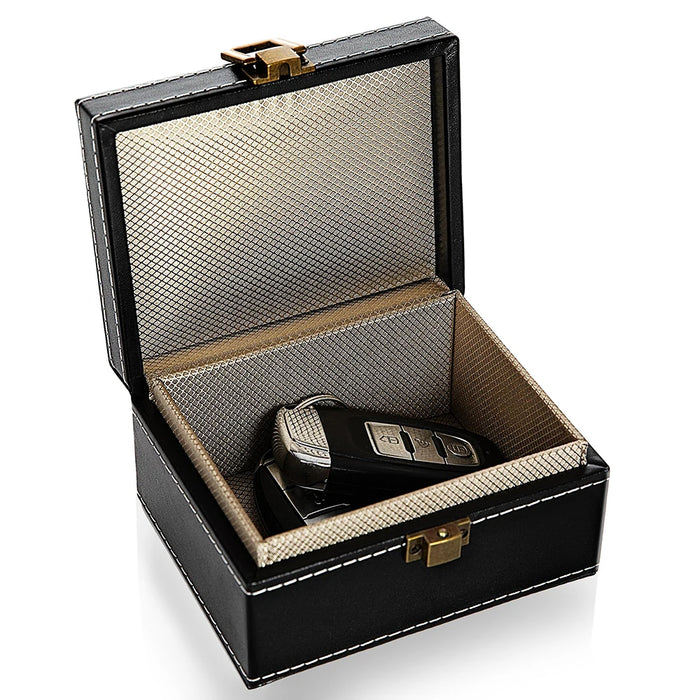 Faraday Box for Car Keys — RFID Signal-Blocking PU Leather Key Safe