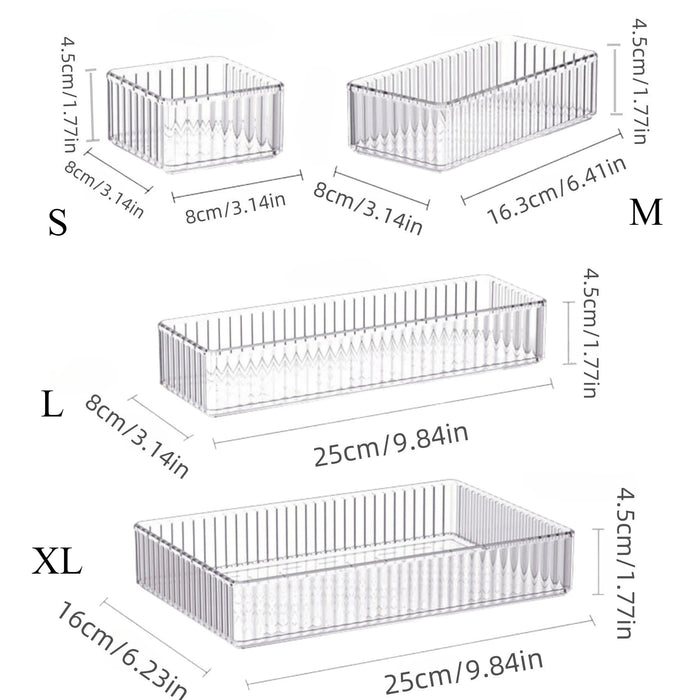 Stackable Acrylic Drawer Organiser — Adjustable Divider Trays for Makeup