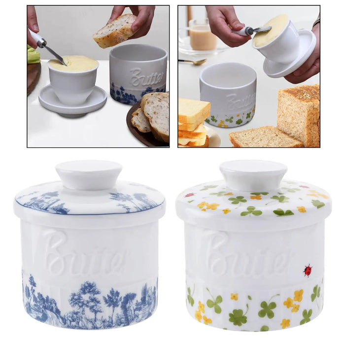 Ceramic Butter Crock with Lid — Keeps Butter Fresh & Spreadable, 10×10×11cm