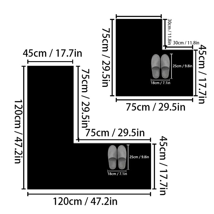 Minimalist Diatomaceous Earth Non-Slip L-Shaped Shower Door Mat