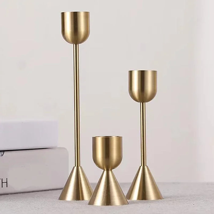 Gold Metal Candle Holder — Aluminium Candlestick for Tables & Events