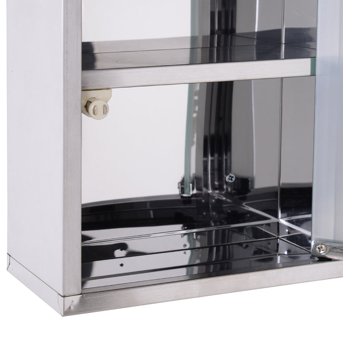 Lockable Wall-Mounted Medicine Cabinet — Safety Glass Door, Silver, 48cm