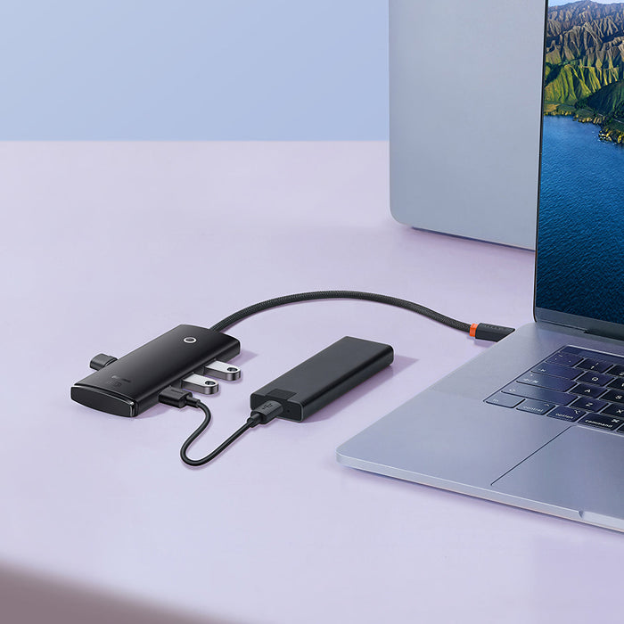 Baseus Lite Series USB HUB - 4-in-1 Type-C/USB-A to 4 USB 3.0 Adapter, Compatible with MacBook Pro Air, Huawei Mate 30 - Perfect for Expanding USB-C 3.0 Connectivity