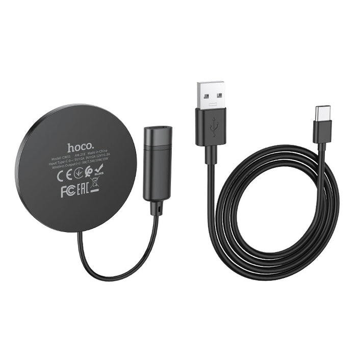 HOCO CW31 Magnetic Wireless Charger - 15W Fast Charging Pad for Qi-Enabled Smartphones, iPhone 12/Pro Max/Mini, Samsung Galaxy Note 20, Huawei P40 Pro, Mi10 - Universal Compatibility for Phone Users