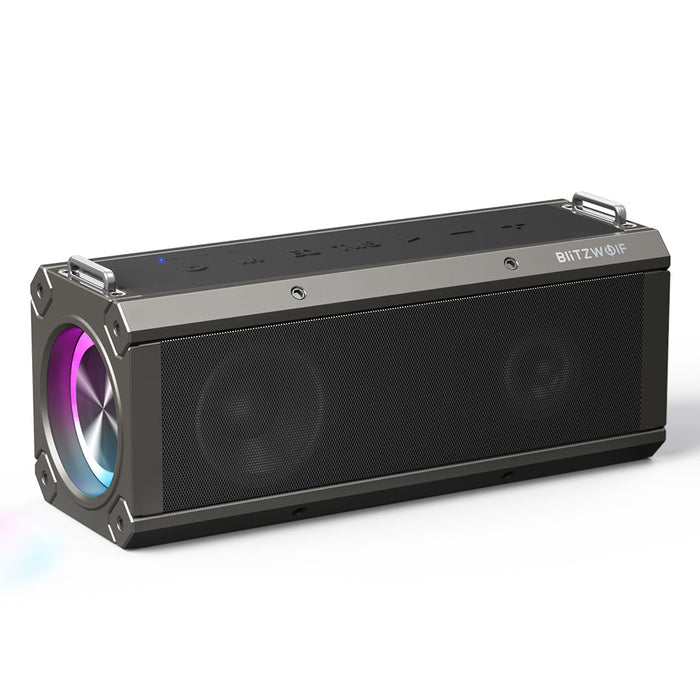 BlitzWolf® BW-WA3 Pro - 120W Portable Bluetooth Speaker with Quad Drivers, Deep Bass, EQ Stereo, RGB Lights & 16000mAh TWS Power Bank - Perfect for Outdoor Adventures and Music Enthusiasts