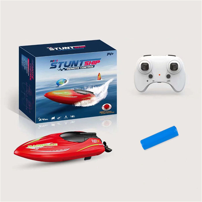 JJRC S8 RTR Mini Speedboat - 2.4G RC Stunt Boat with LED Light & 360° Rotation - Waterproof Remote Control Racing Toy for Kids & Children