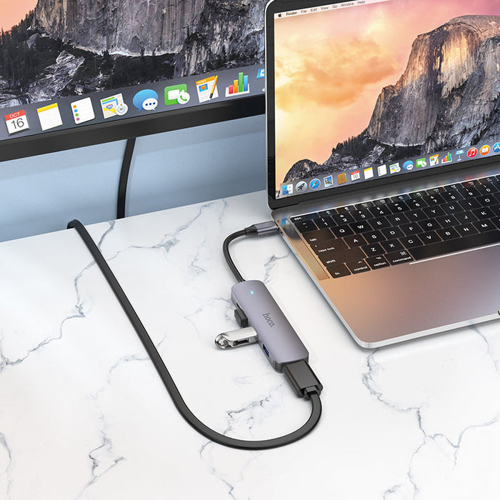 Hoco 5 In 1 HUB - Type C USB 3.0 2.0 Adapter, PD60W Dock, 4K 30HZ HDMI-Compatible USB-C Splitter - Perfect for MacBook Pro Users and HDTV Enthusiasts