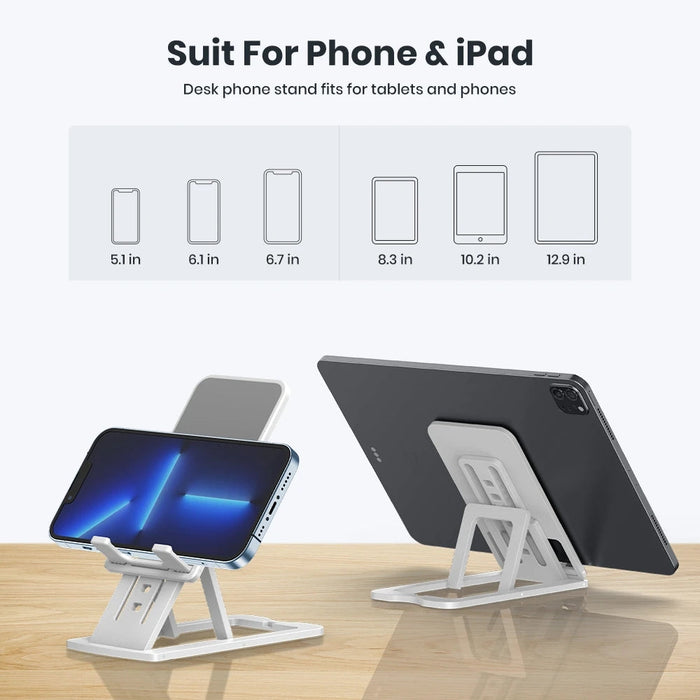 TOPK D06-S - Foldable Desktop Stand Table Phone Holder, Adjustable Angle Desk Accessory for iOS and Android Devices - Ideal for iPad, iPhone, and Other Smartphones Users