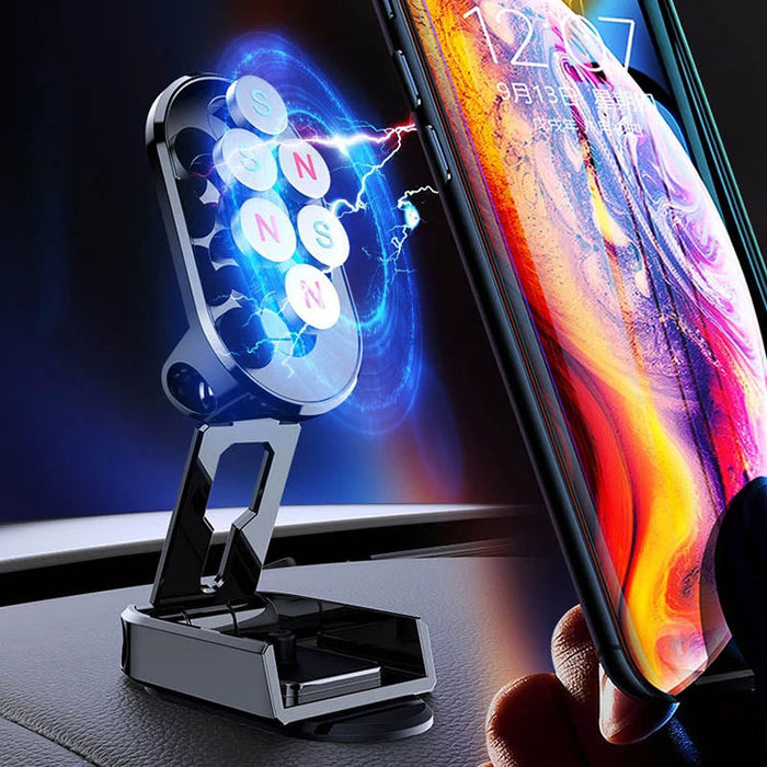 Bakeey Strong Magnetic Folding Holder - Adjustable 360 Degrees Rotation Car Phone Accessory for iPhone 14, Samsung Galaxy Note S21 Ultra, Huawei Mate 50, OnePlus 9 Pro - Ideal for Secure and Versatile Smartphone Mounting in Cars