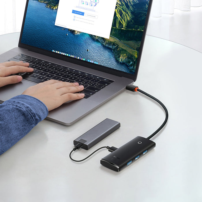 Baseus Lite Series USB HUB - 4-in-1 Type-C/USB-A to 4 USB 3.0 Adapter, Compatible with MacBook Pro Air, Huawei Mate 30 - Perfect for Expanding USB-C 3.0 Connectivity