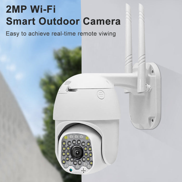 GUUDGO 1080P HD Wifi IP Security Camera - 4X Zoom, 32LED Outdoor Light, Sound Alarm & Waterproof Night Vision - Ideal for Home & Business Surveillance