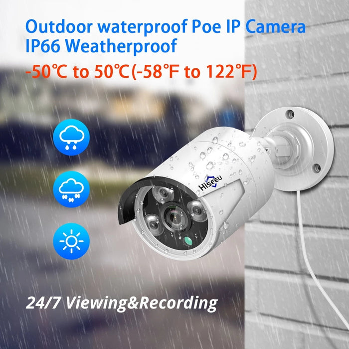 Hiseeu HB612 HB613 - 1536P 3.0MP POE Mini Bullet IP Camera with ONVIF, P2P, IP66 Waterproof, Outdoor IR CUT Night Vision - Ideal for Outdoor Security Surveillance