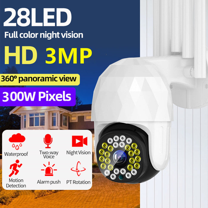 Guudgo 28LED 5X Zoom HD 3MP - Outdoor IP Security Camera with PTZ, Night Vision, IP66 Waterproof, Two-Way Audio, Motion Detection - Ideal for CCTV Surveillance and Home Security