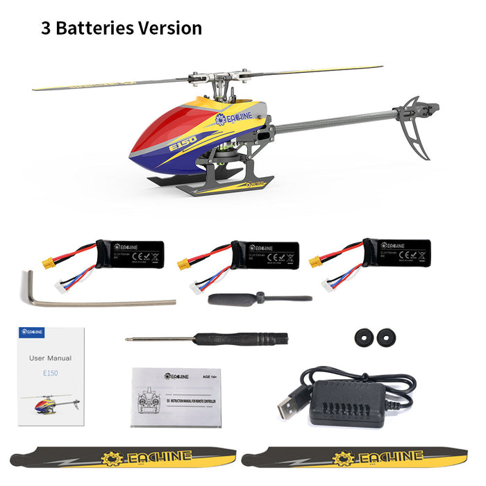 Eachine E150 2.4G 6CH - 6-Axis Gyro 3D6G Dual Brushless Direct Drive Motor Flybarless RC Helicopter - BNF Compatible with FUTABA S-FHSS for Enthusiasts