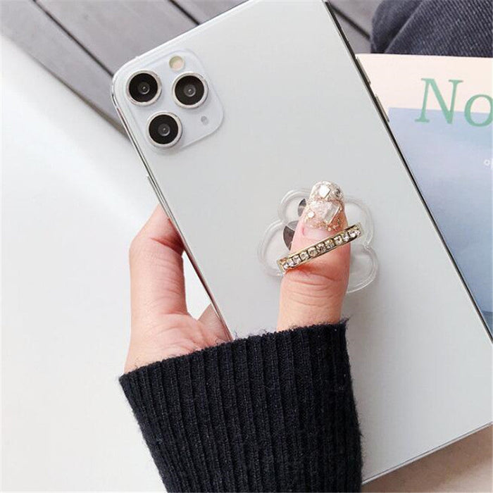 Bakeey Transparent Phone Ring Holder Stand - 360 Degree Rotation, Diamond Decoration, Finger Grip, Desk Accompaniment - Designed for Comfortable and Stylish Phone Handling