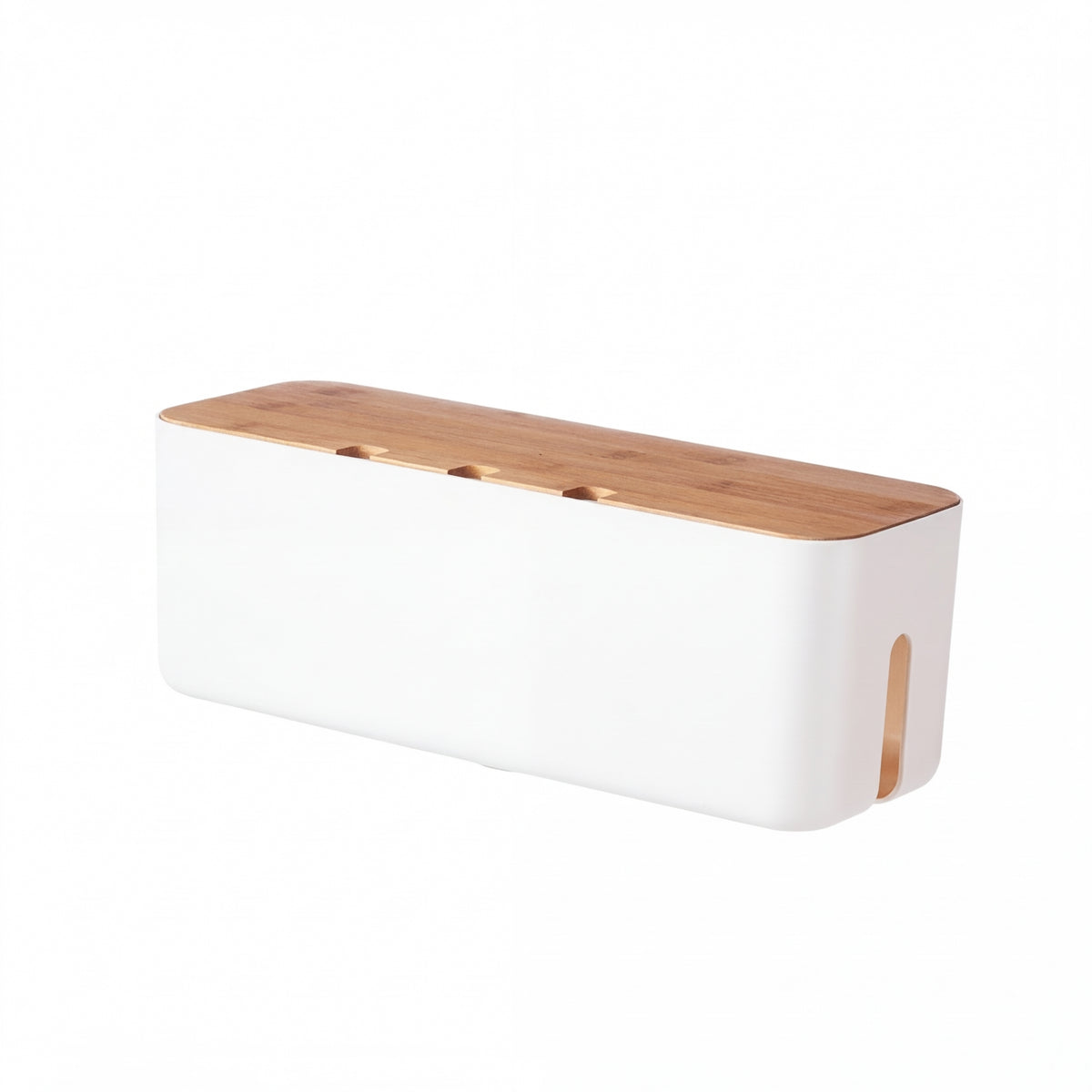 Cable Management Box with Bamboo Cover — Hide Power Strips & Desk Wire ...