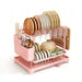 2-Tier Metal Dish Drainer with Draining Spout, Cutlery & Cup Holders