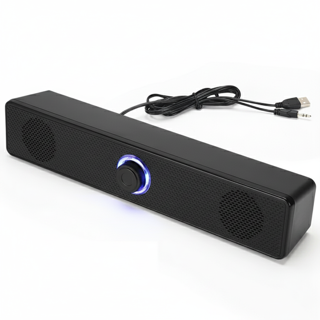 Portable Soundbar Speaker — Bluetooth 5.3 & Wired AUX, USB-powered, 2.0 Stereo