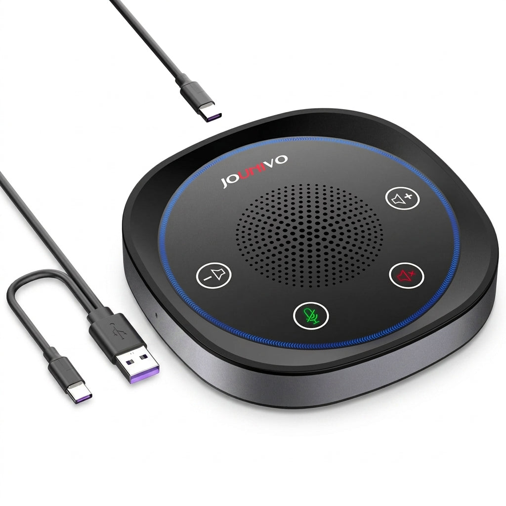 USB Conference Microphone JV801 — Wired Condenser, Touch Control, Omnidirectional, Plug & Play
