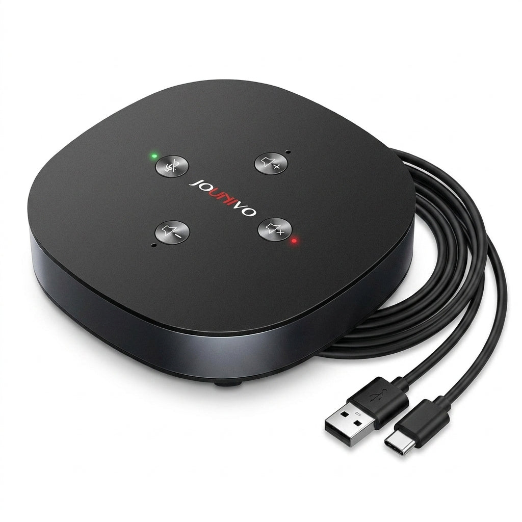USB Conference Speakerphone — 360° Omnidirectional Condenser Mic with Mute & Volume