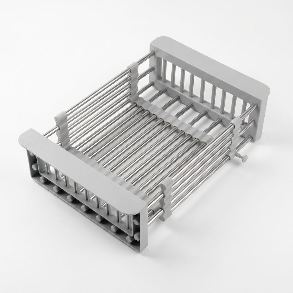 Adjustable Stainless Steel Extension Sink Rack — Foldable Dish & Fruit Drainer
