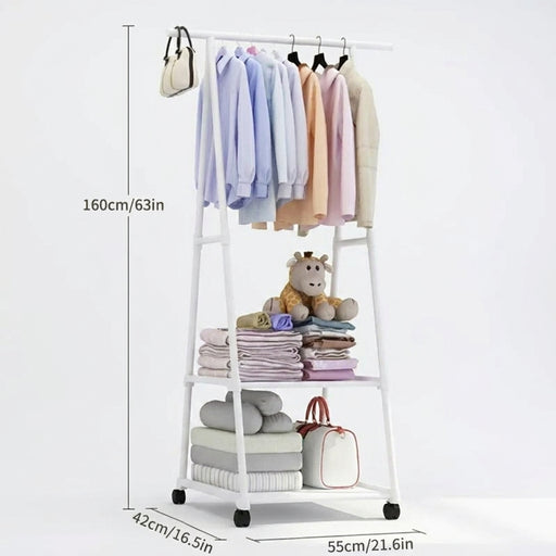 Multifunctional Movable Coat Rack Stand – Simple Plastic Clothes Hanger for Porch, Bedroom, Corridor, Dormitory