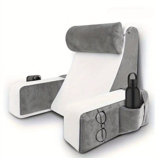 Extra-Large Memory Foam Reading Pillow with Armrests — Bed & Chair Backrest for TV and Gaming