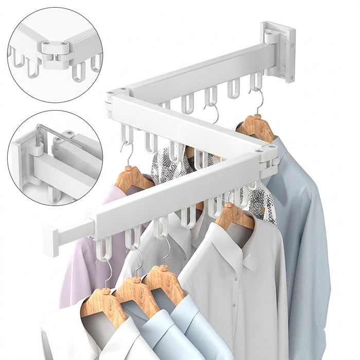 Retractable Wall-Mounted Folding Clothes Hanger — Aluminium, Indoor & Outdoor