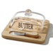 Bamboo Butter Dish with Glass Lid & Cutter — Reusable Butter Storage Case