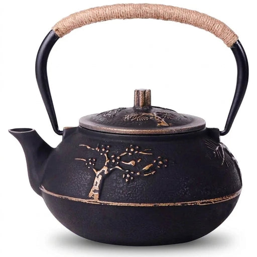 900ml Plum Blossom Cast Iron Teapot with Stainless Steel Infuser