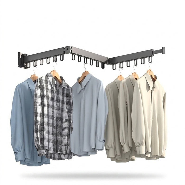 Wall-Mounted Foldable Aluminium Clothes Drying Rack — Ideal for Balcony, Bedroom & Kitchen