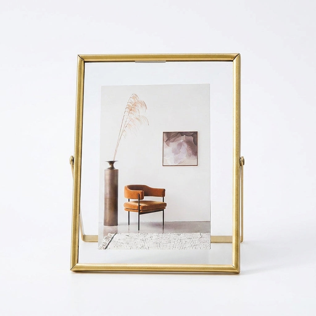 4- & 6-inch Metal Floating Photo Frame — Gold or Black with Transparent Acrylic Panels