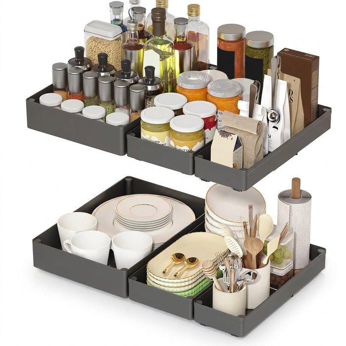 No-Drill Pull-Out Cabinet Organiser — Sliding Drawers for Kitchen & Pantry