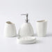Modern Ceramic Bathroom Accessory Set — 4 or 5 Piece with Pump Dispenser