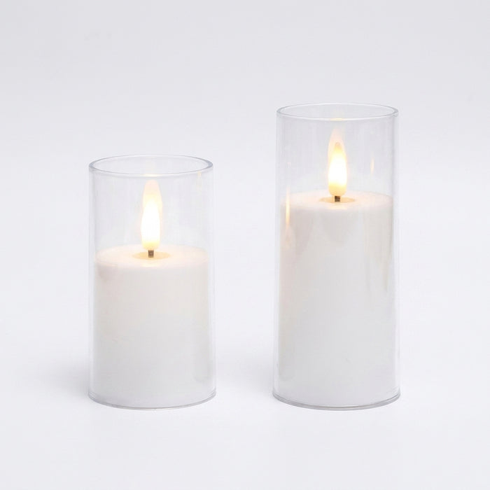 Acrylic Flameless Flickering Candles with Remote & Timer — Battery LED Pillars