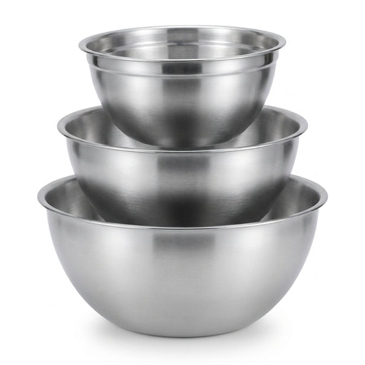 3pc Stainless Steel Mixing Bowl Set — Large Salad & Dough Bowls, Kitchen Accessories (Gold or Silver)