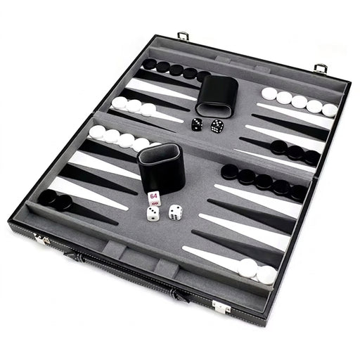 Classic Backgammon Set with PU Leather Folding Case – Portable Travel Game