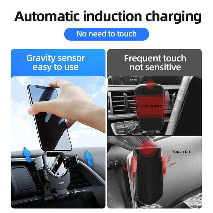 Joyroom 15W Qi Wireless Charger Car Phone Holder Wireless Charger Car Mount Smart Infrared Sensor for Air Vent Mount / Dashboard Mobile Navigation Bracket For iPhone for Samsung All Smartphone