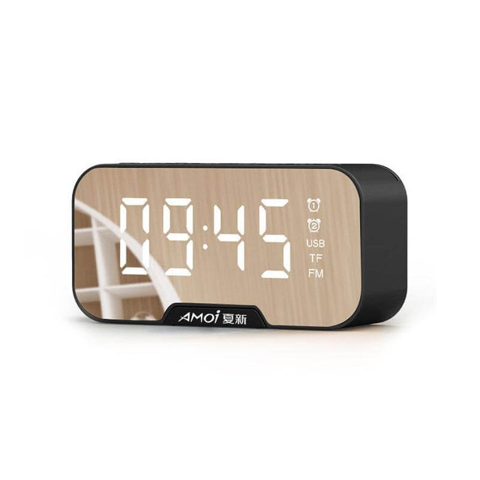 AMOI Wireless Bluetooth Speaker Portable Mini Double Alarm Clock FM Radio Subwoofer Phone Holder