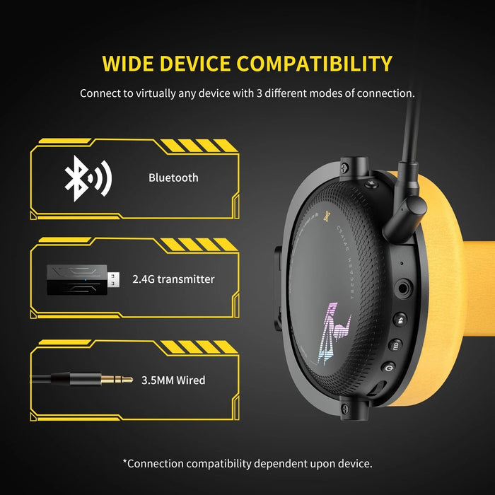 SOMiC G Series - 7.1 Virtual Surround Sound Wireless Gaming Headset with Detachable Mic - 3 Connection Modes: Bluetooth, 2.4G USB Dongle, Wired 3.5mm - Compatible with PS5 / PS4 / PC / Computer / Phone / XBOX / Switch