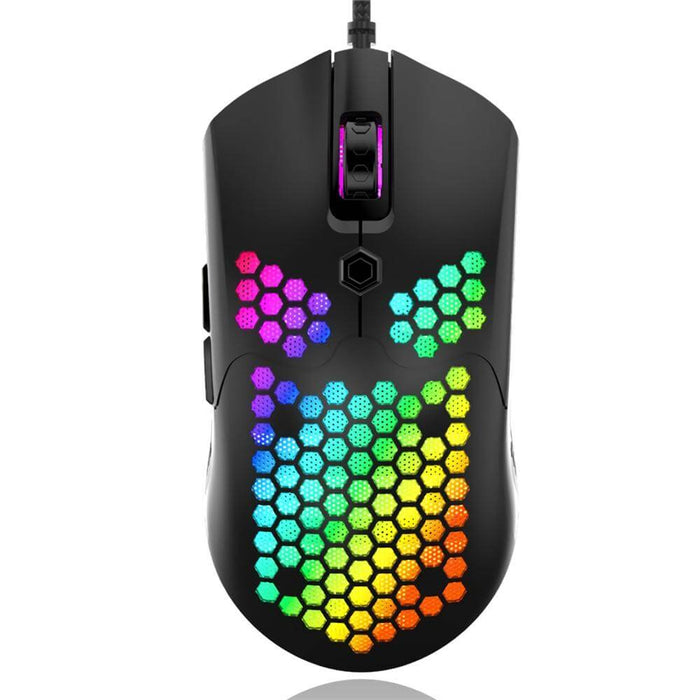 FreeWolf M Series Wired Honeycomb RGB Gaming Mouse (12,000DPI)